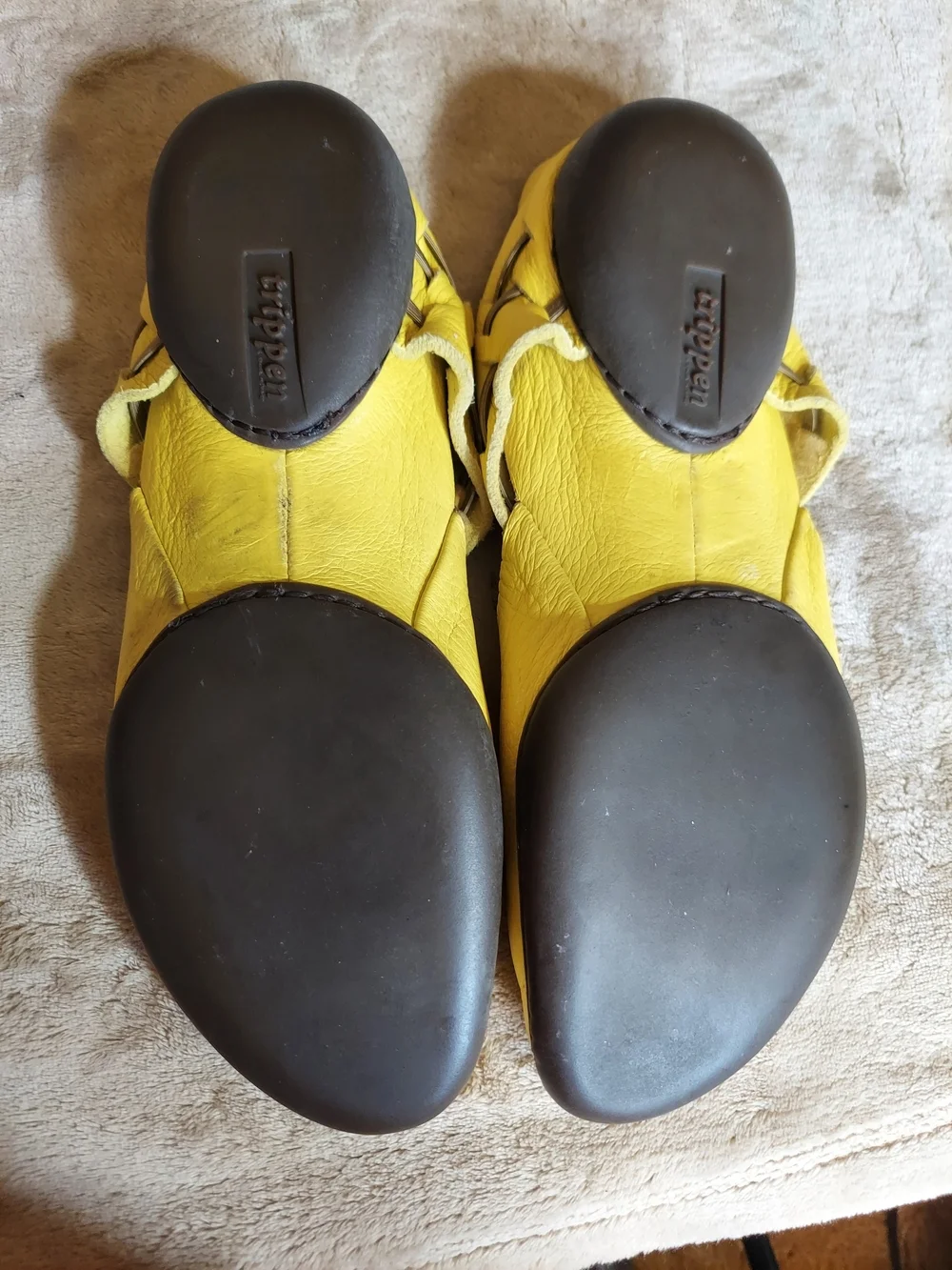 Trippen Germany Yellow Leather Flats Lagenlook Minimalist Comfort Shoes 7.5
